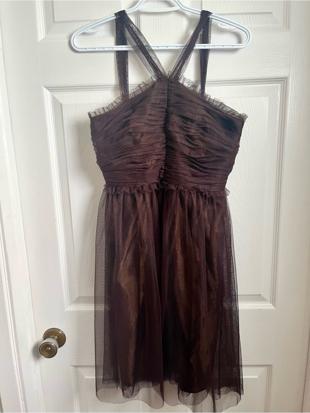 Vintage Vera Wang Maids Dress 10 Medium Whimsigoth Brown Tulle Mini Cocktail - Picture 6 of 10